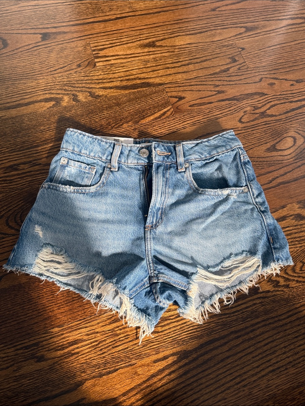 GARAGE Classic High-Rise Light Blue Denim Cutoff Shorts